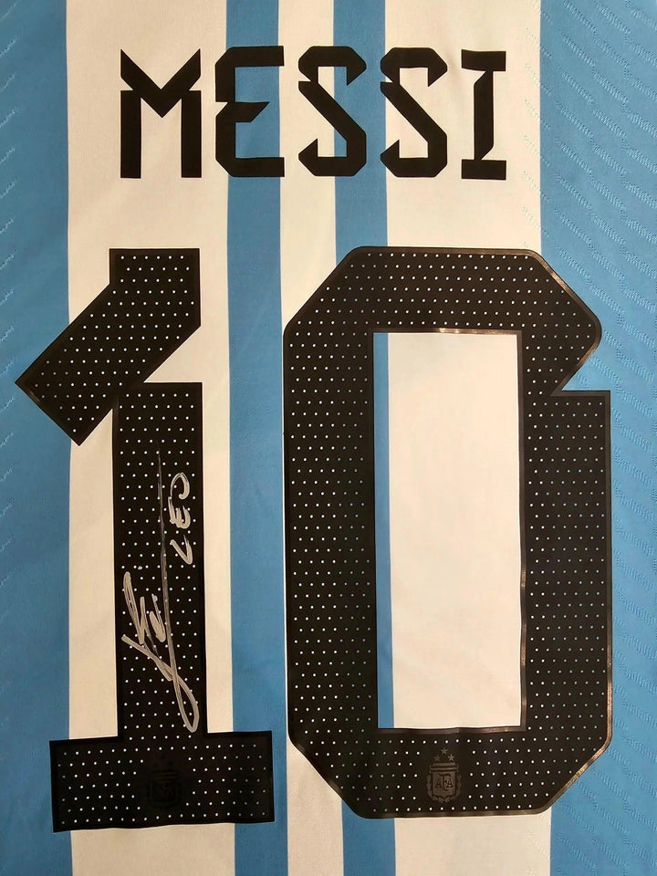 Lionel Messi 10 Argentina 2022 World Cup - Signed Soccer Shirt | GOAT Edition - Walkouts