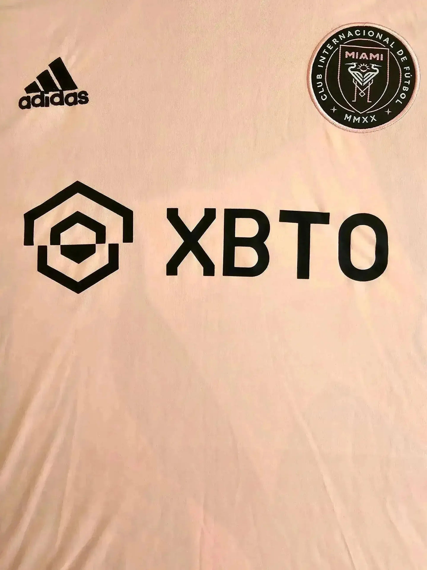 Front view showing the adidas logo, XBTO sponsor, and the Inter Miami CF crest.