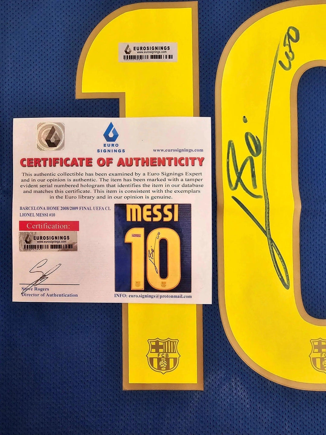 Lionel Messi 10 Barcelona 2008-2009 Home - Signed Soccer Shirt | UEFA Champions League Triumph - Walkouts