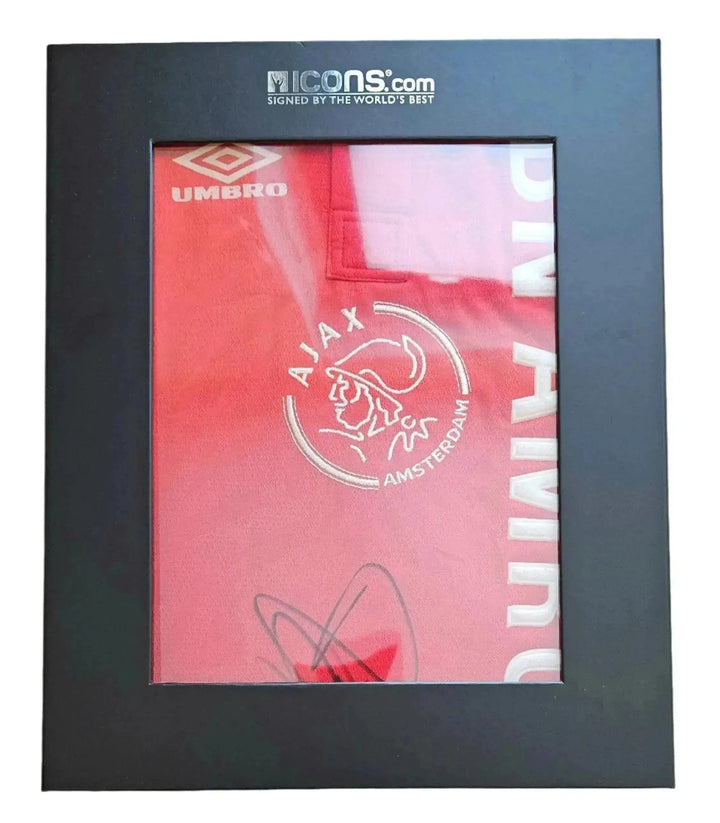 Signature detail of Clarence Seedorf on AFC Ajax 1993-94 home shirt with club crest and Umbro logo.