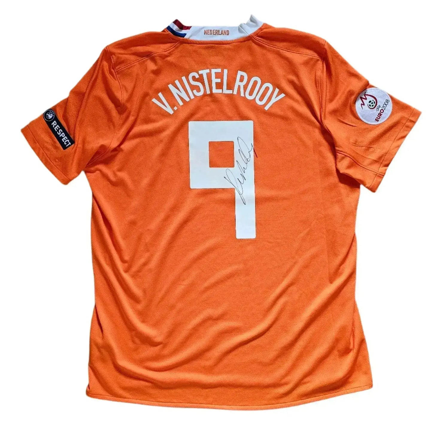 Back view featuring V. Nistelrooy, No. 9, and a visible signature.