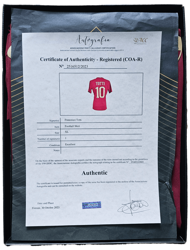 Francesco Totti 10 Roma - Signed Match Issued Shirt | Only 1 of 2 SPQR Match Shirts Made - Walkouts