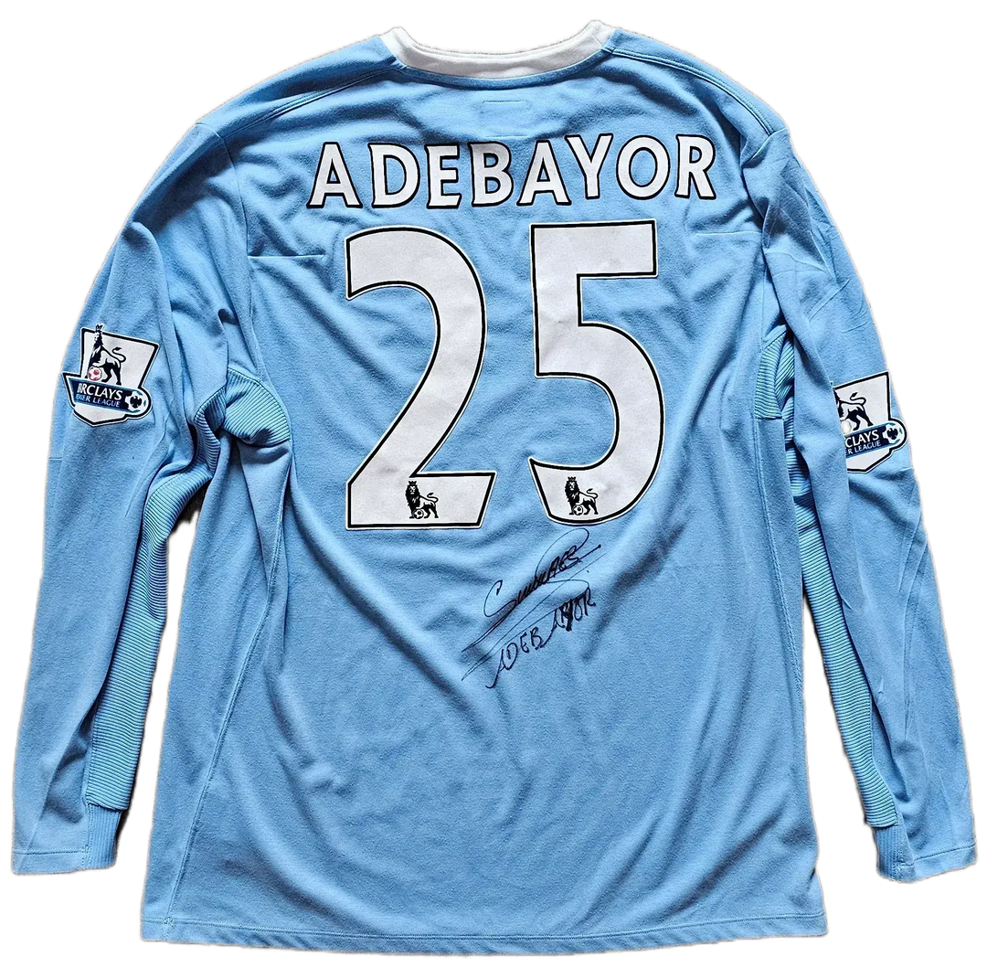 Emmanuel Adebayor 25 Manchester City 2009-2010 - Signed Soccer Shirt | Match Worn Premier League - Walkouts