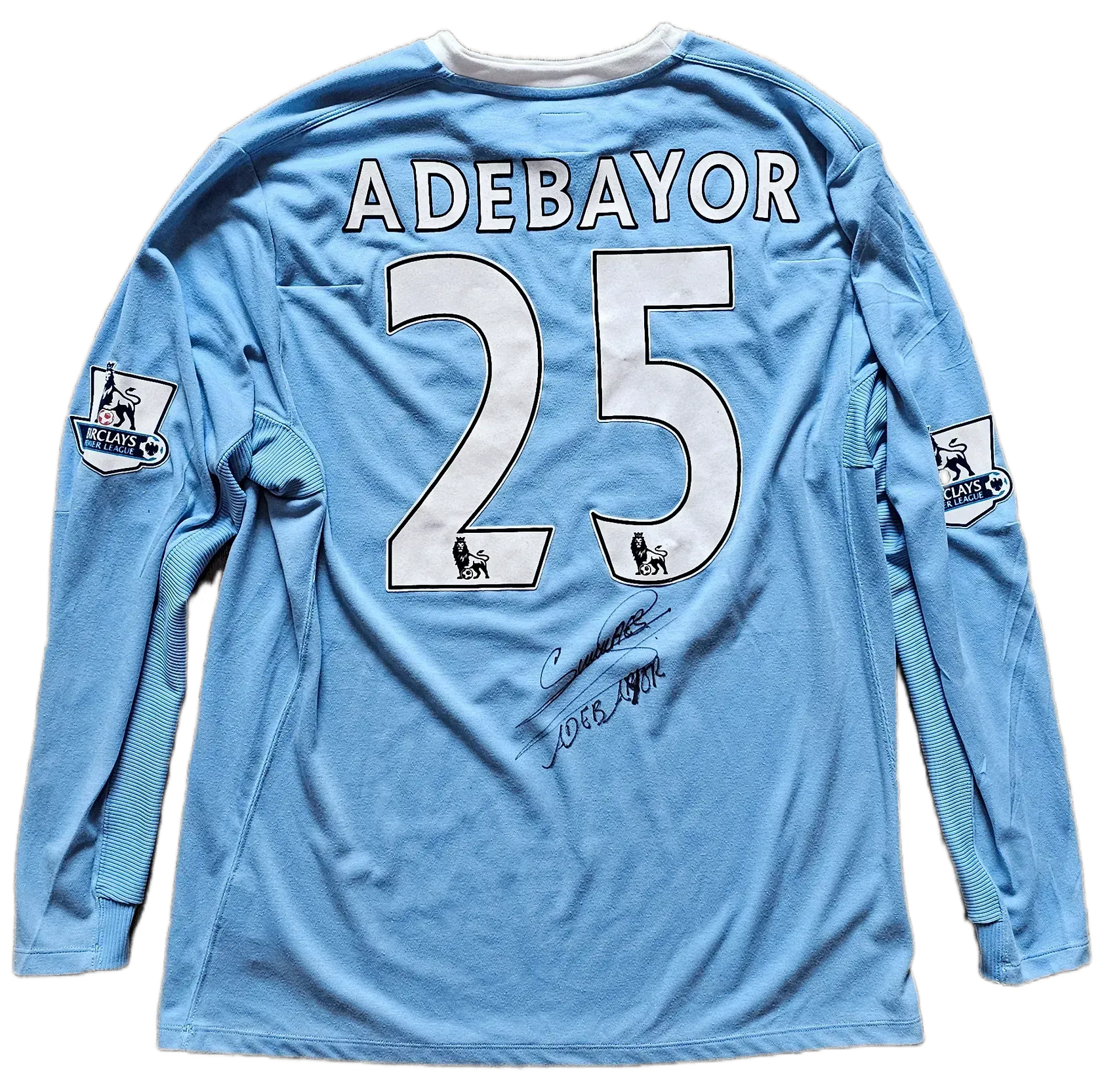 Emmanuel Adebayor 25 Manchester City 2009-2010 - Signed Soccer Shirt | Match Worn Premier League - Walkouts