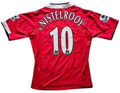 Back view showcasing player name v.Nistelrooy and No. 10 on a red signed soccer jersey.
