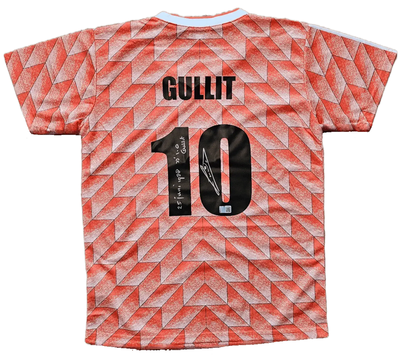 Back view showing Ruud Gullit, No. 10, with signature and text: '21 Juin 1998 2-0 Gullit'.