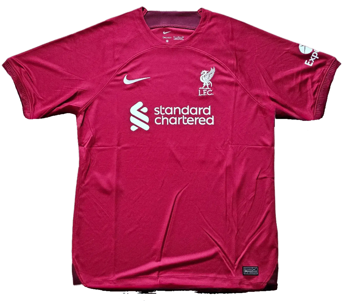 Front view of Darwin Núñez 27 Liverpool F.C. soccer jersey with crest and sponsor.