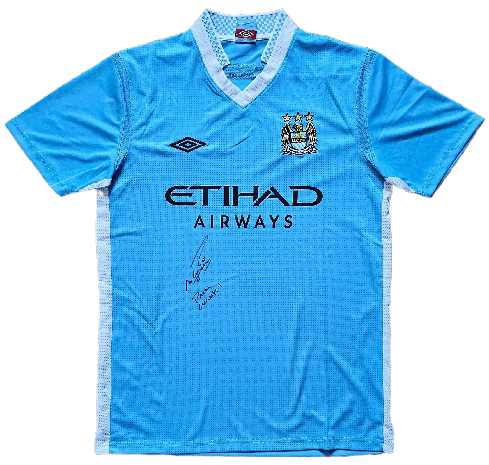 Sergio Agüero Manchester City 2011-2012 Home - Signed Soccer Shirt | 93:20 Iconic Goal - Walkouts