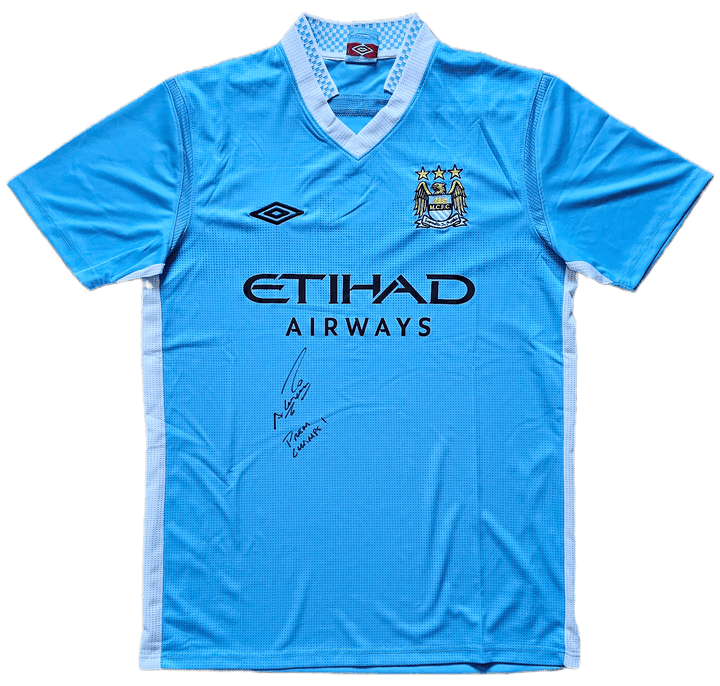 Sergio Agüero Manchester City 2011-2012 Home - Signed Soccer Shirt | 93:20 Iconic Goal - Walkouts