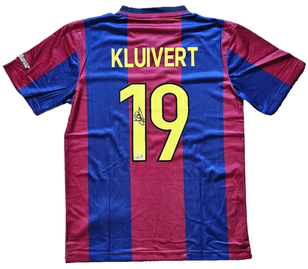 Patrick Kluivert 19 Barcelona 1998-1999 Home - Signed Soccer Shirt | Blaugrana - Walkouts