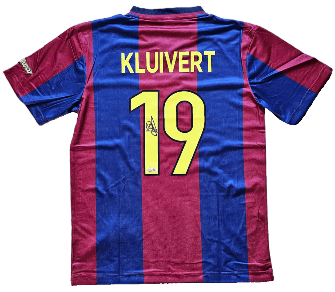 Patrick Kluivert 19 Barcelona 1998-1999 Home - Signed Soccer Shirt | Blaugrana - Walkouts