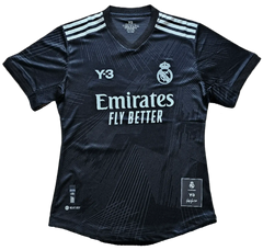 Front view of Vinicius Jr signed Real Madrid Y-3 soccer jersey featuring 'Emirates Fly Better'.