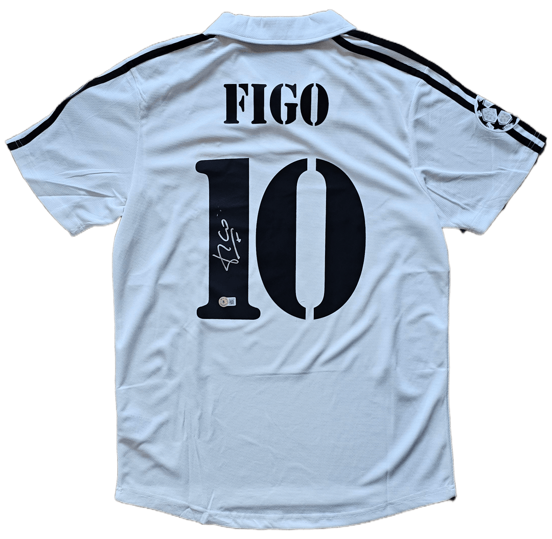 Luis Figo 10 Real Madrid 2001-2002 Home - Signed Soccer Shirt | European Champion Glory - Walkouts