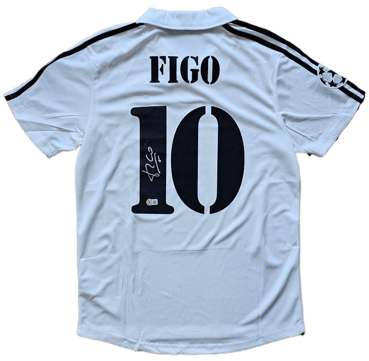 Luis Figo 10 Real Madrid 2001-2002 Home - Signed Soccer Shirt | European Champion Glory - Walkouts