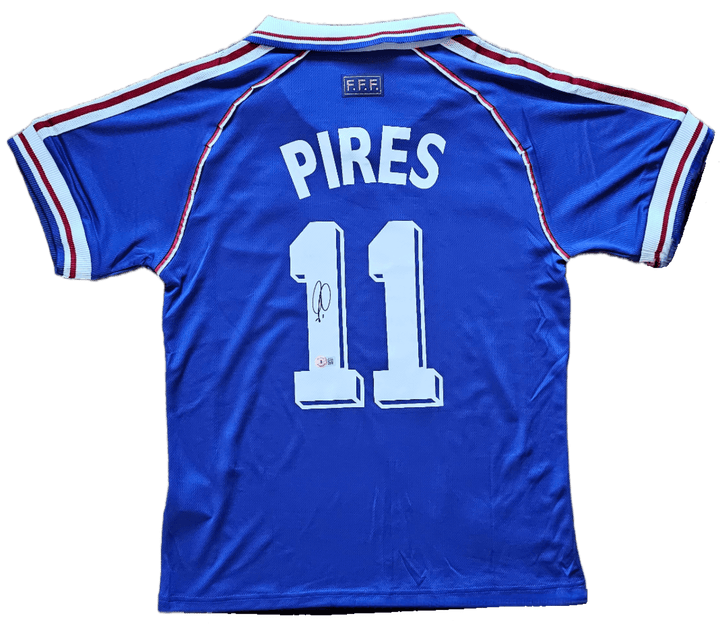 Robert Pires 7 France 1998 World Cup - Signed Soccer Shirt | World Cup Glory - Walkouts