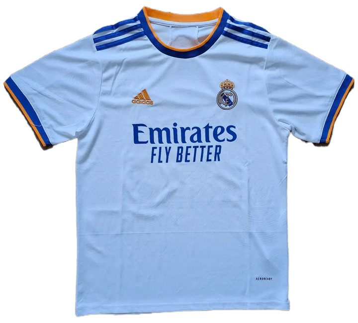 Front view showing Real Madrid crest, 'Emirates FLY BETTER' sponsor, and adidas logo.