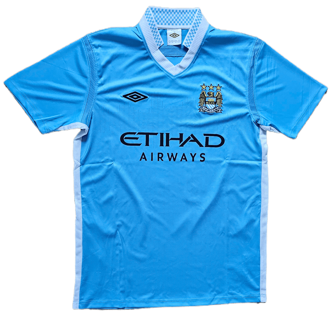 Sergio Agüero 16 Manchester City 2011-2012 Home - Signed Soccer Shirt | Title-Winning Goal Moment - Walkouts