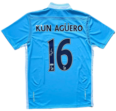 Back view featuring KUN AGÜERO and No. 16, with a visible signature.