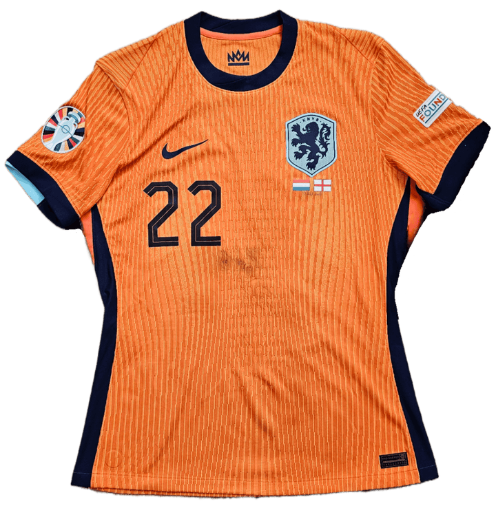 Denzel Dumfries Signed Matchworn Holland Shirt | Euro Cup 2024 Semi-Final - Walkouts