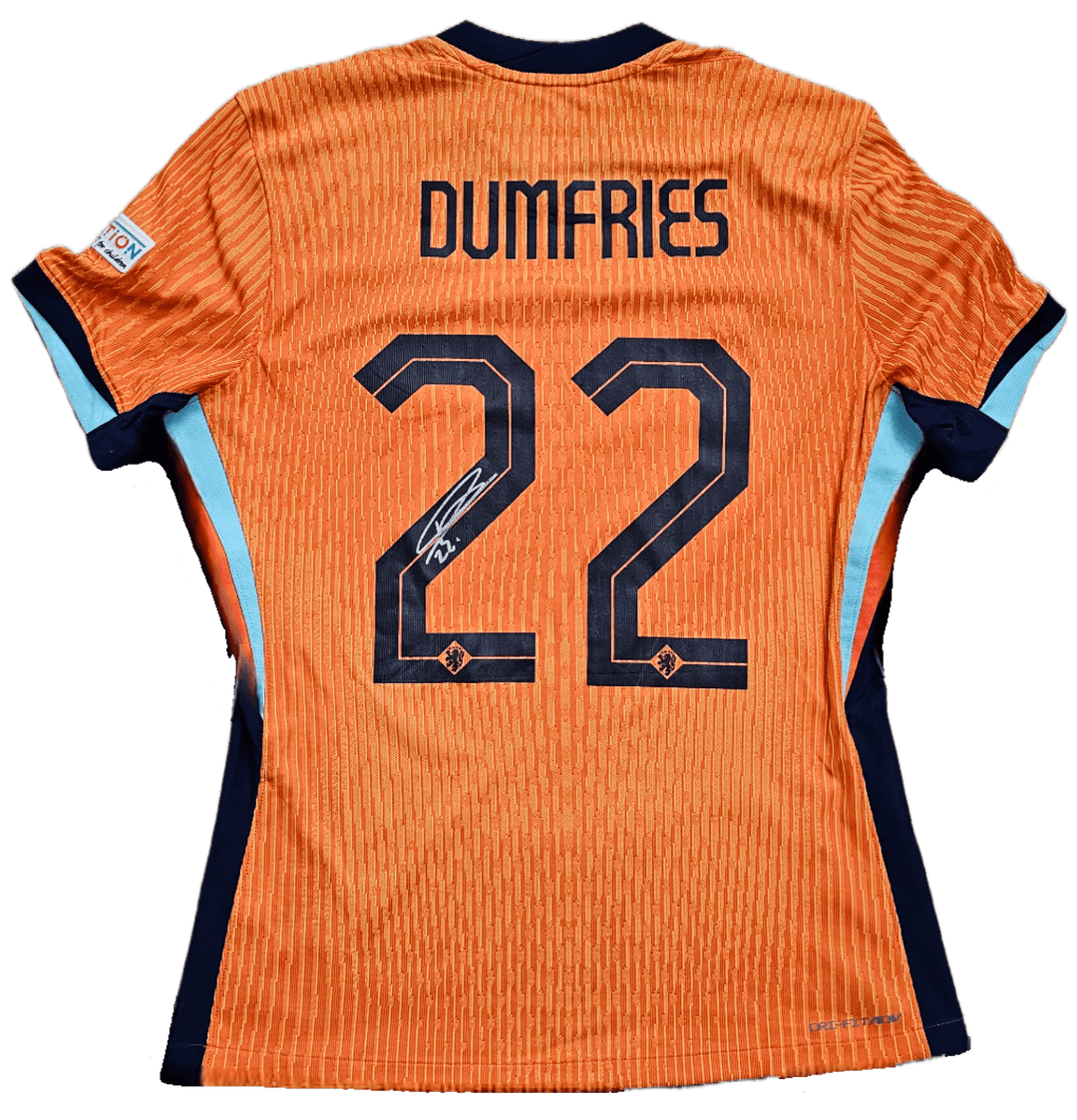 Denzel Dumfries Signed Matchworn Holland Shirt | Euro Cup 2024 Semi-Final - Walkouts