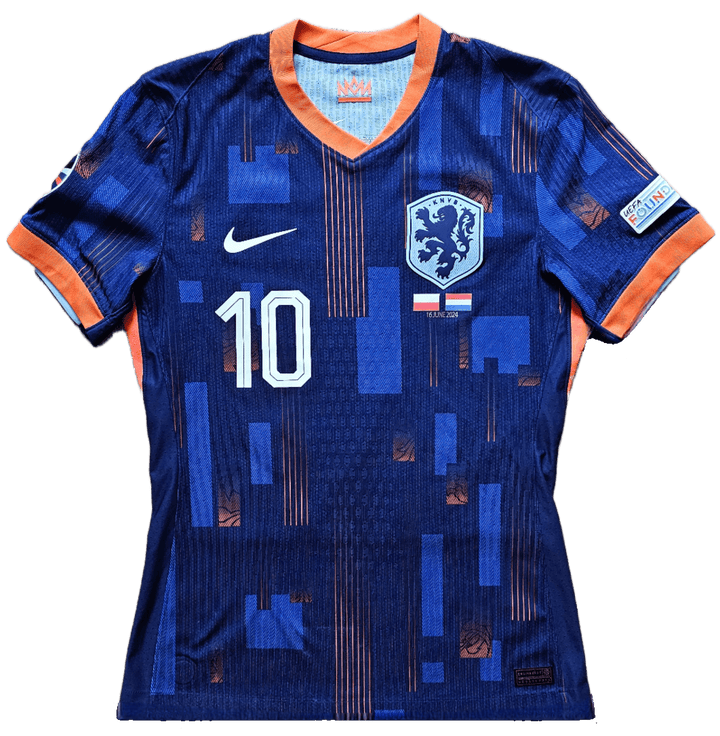 Memphis Depay 10 Holland Euro 2024 Away - Match Worn Shirt Signed | Iconic Hairband Game - Walkouts