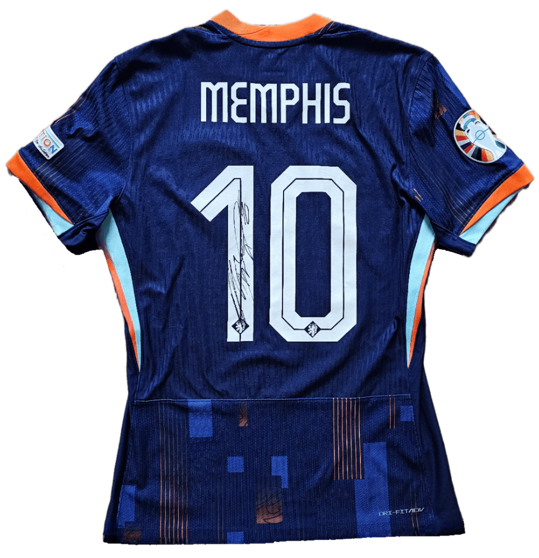 Memphis Depay 10 Holland Euro 2024 Away - Match Worn Shirt Signed | Iconic Hairband Game - Walkouts