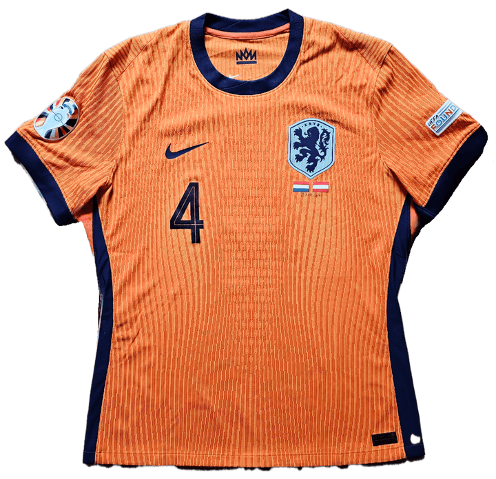 Virgil van Dijk 4 Holland Euro 2024 - Match Worn Shirt Signed | COA + Photo Match - Walkouts