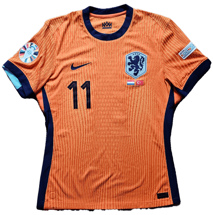 Cody Gakpo 11 Holland Euro 2024 - Match Worn Shirt Signed | Top Scorer - Walkouts