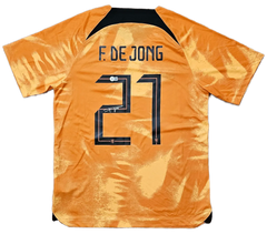 Frenkie de Jong 21 Netherlands 2022 Signed Shirt | Dutch Midfield Maestro Memorabilia - Walkouts