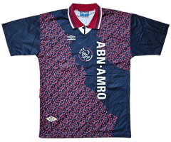 Front view of Patrick Kluivert 15 AFC Ajax signed soccer jersey featuring ABN AMRO sponsor and club crest.