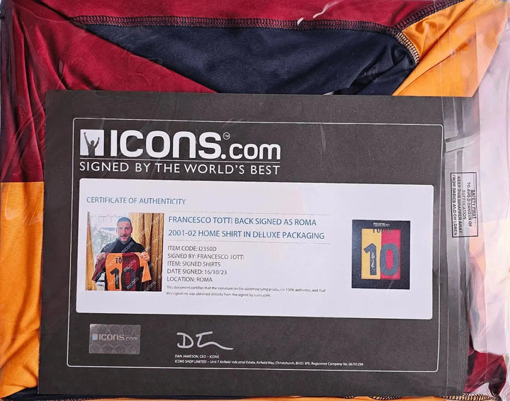 Back view showing Francesco Totti's signature and No. 10 on the AS Roma design.
