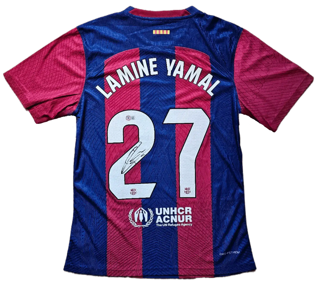 Lamine Yamal 27 Barcelona 2023-2024 - Signed Soccer Shirt | Young Superstar - Walkouts