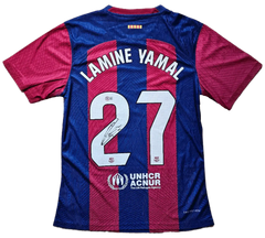 Lamine Yamal 27 Barcelona 2023-2024 - Signed Soccer Shirt | Young Superstar - Walkouts
