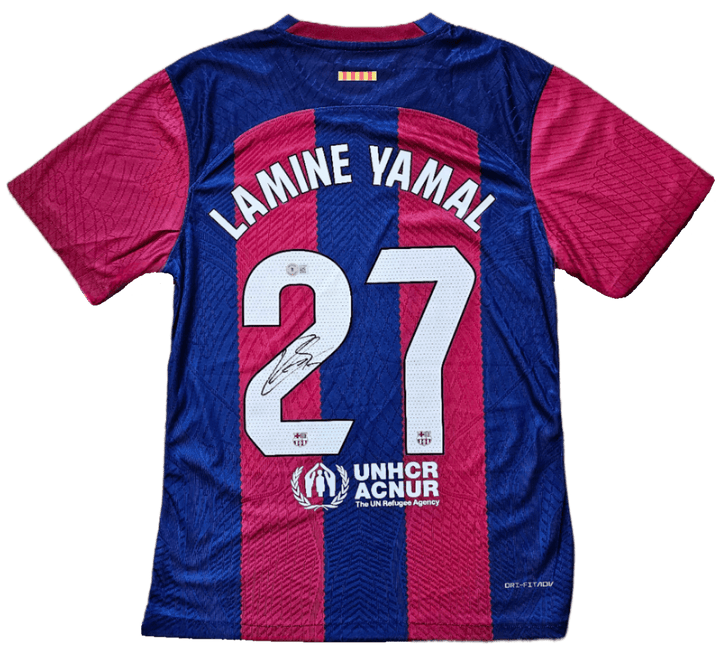 Lamine Yamal 27 Barcelona 2023-2024 - Signed Soccer Shirt | First ever Beckett COA - Walkouts