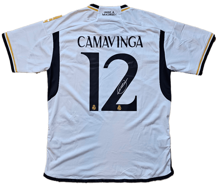 Eduardo Camavinga 12 Real Madrid 2023-2024 - Signed Soccer Shirt | Champions League Winner - Walkouts