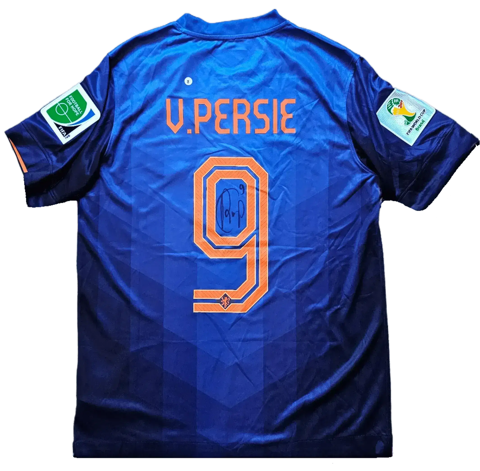 Robin van Persie 9 Holland 2014 - Signed Soccer Away Shirt | Flying Header Goal - Walkouts