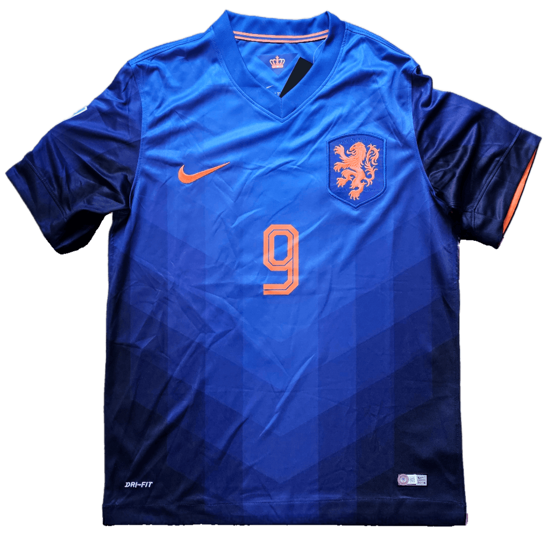 Robin van Persie 9 Holland 2014 - Signed Soccer Away Shirt | Flying Header Goal - Walkouts