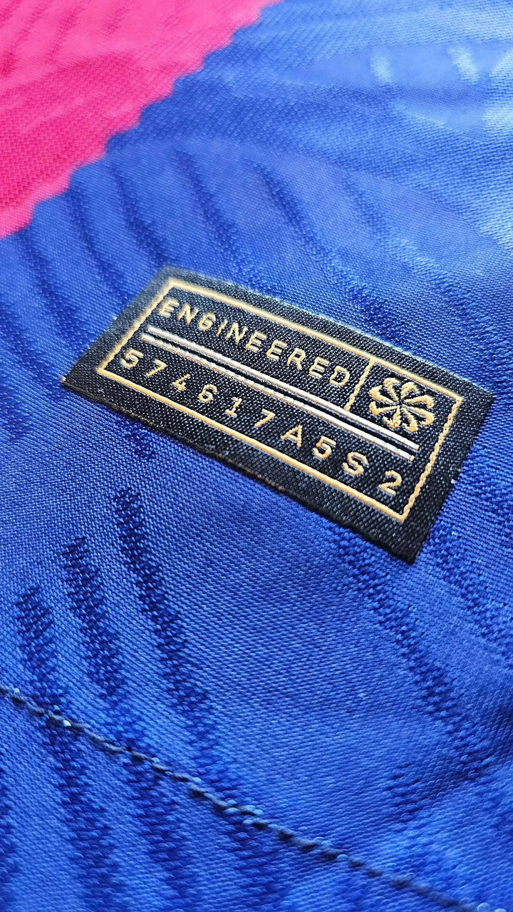 Close-up of engineered label showing &