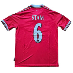 Back view featuring STAM and No. 6 with signature detail on Manchester United football shirt.