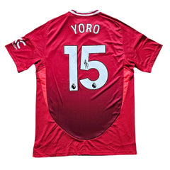 Leny Yoro 15 Manchester United 2024-2025 Signed Football Shirt | Early Signing