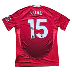 Leny Yoro 15 Manchester United 2024-2025 Signed Football Shirt | Rising Star - Walkouts