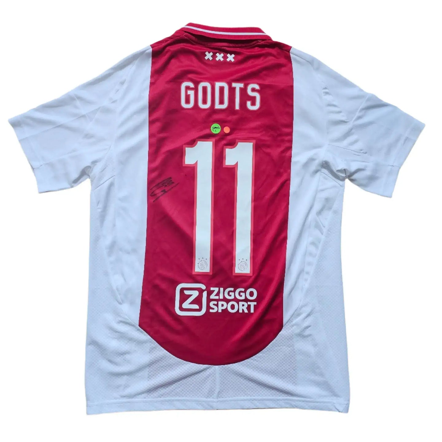 Back view showing Godts name, No. 11, and Ziggo Sport logo with visible signature.