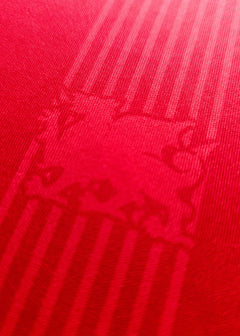 Crest detail showing red background with embossed Wrexham AFC crest visible.