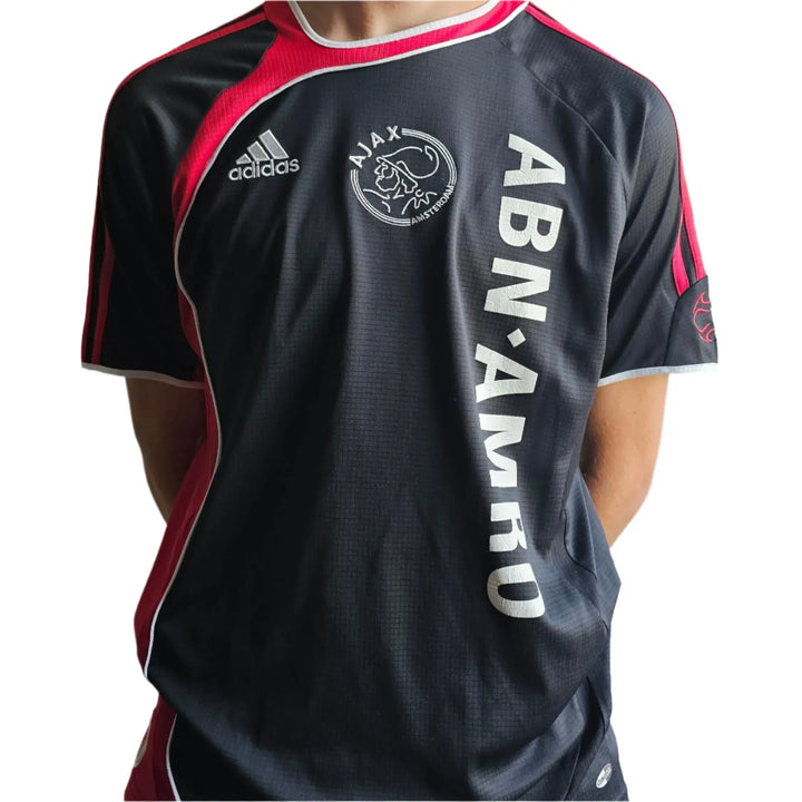 Front view of Jaap Stam 2 Ajax signed football shirt with ABN AMRO branding and AJAX crest.