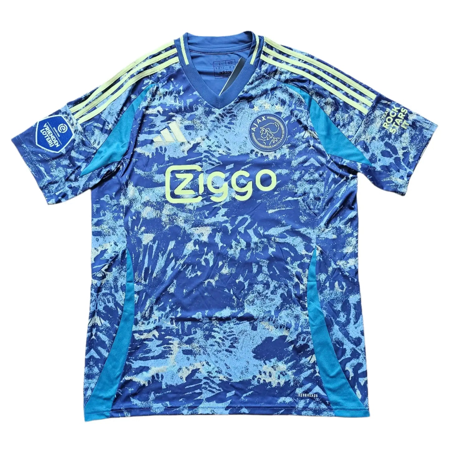 Front view of Ajax signed football shirt featuring Ziggo sponsor and player crest.