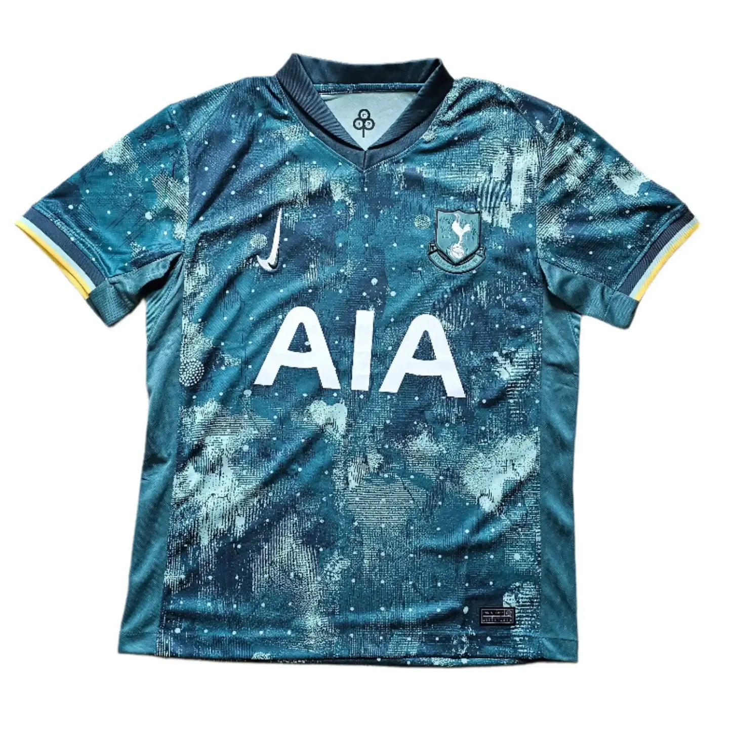 Front view of the Tottenham 2024-2025 signed football shirt featuring AIA sponsor and club crest.