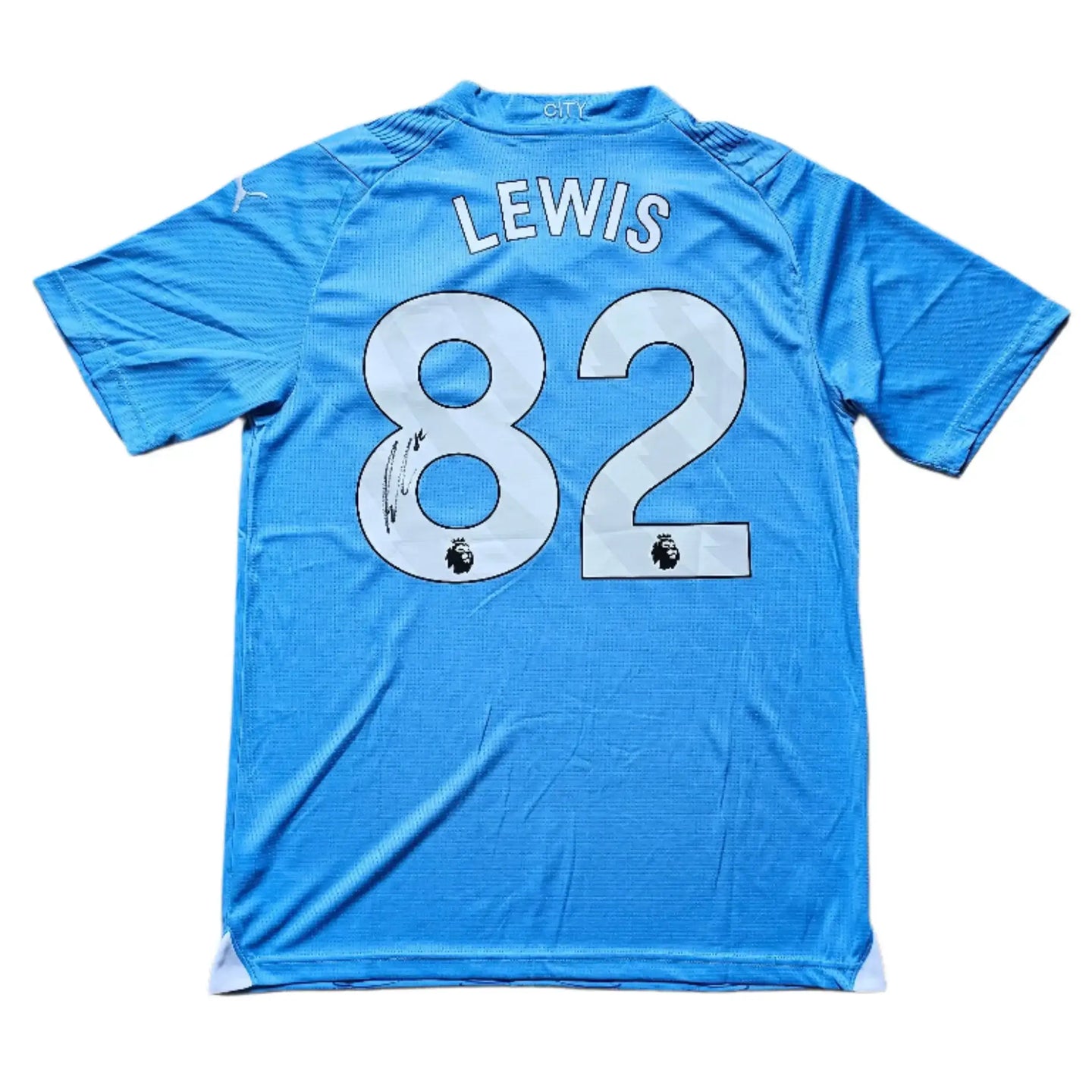 Back view showing Lewis and No. 82 with a visible signature.