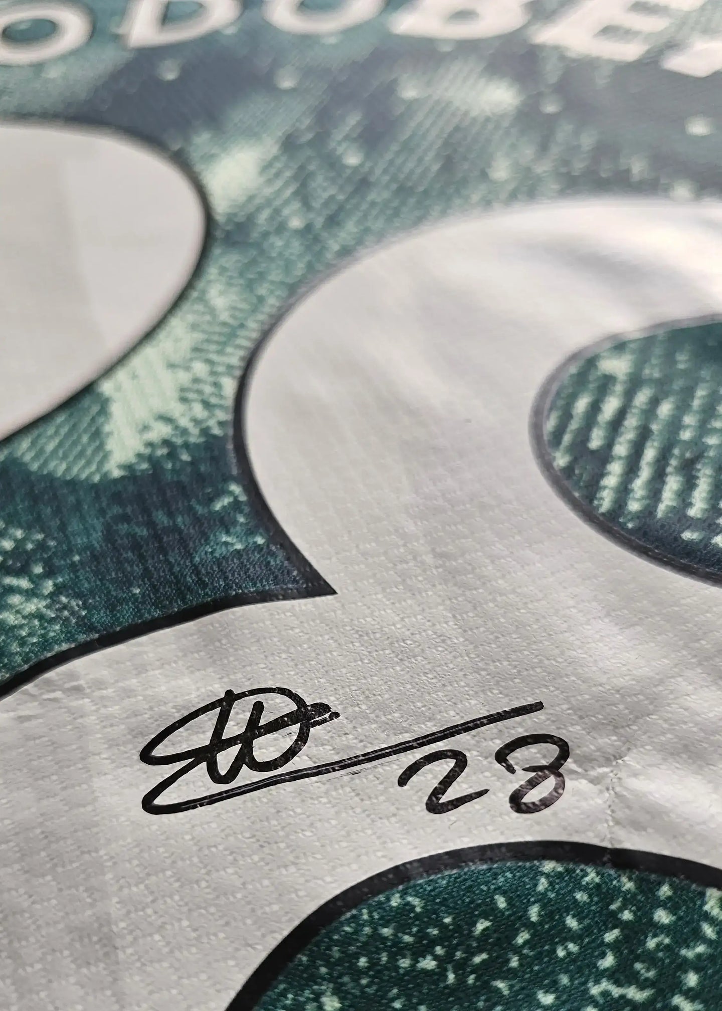 Signature of Wilson Odobert and No. 28 detail on the football shirt.