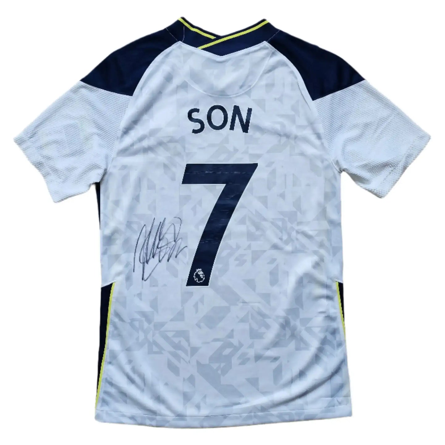 Back view showing name 'SON', squad number '7', and a visible signature.
