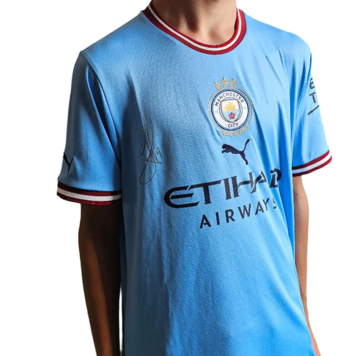 Julián Álvarez 19 Manchester City Signed Football Shirt | Treble Box Edition